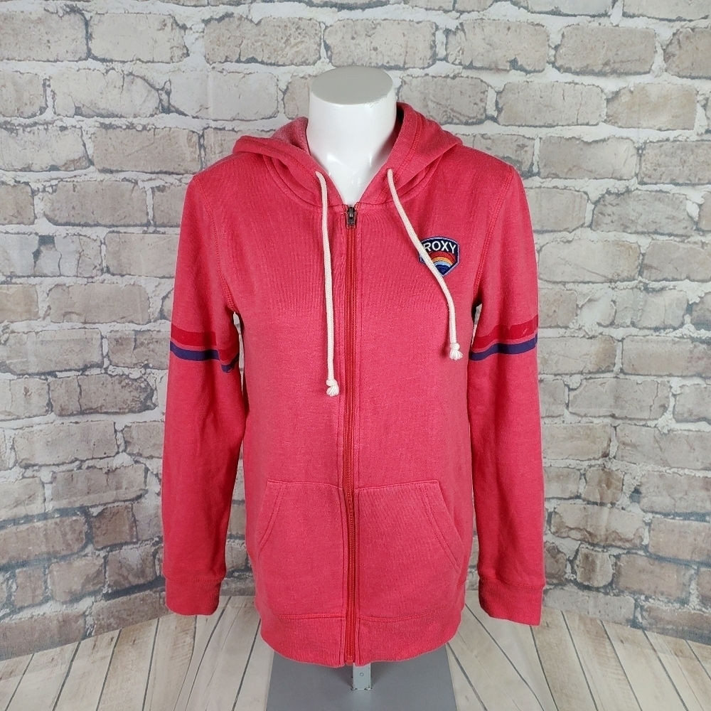 Roxy Hoodie Zipper Front Pink Size Medium  Logo